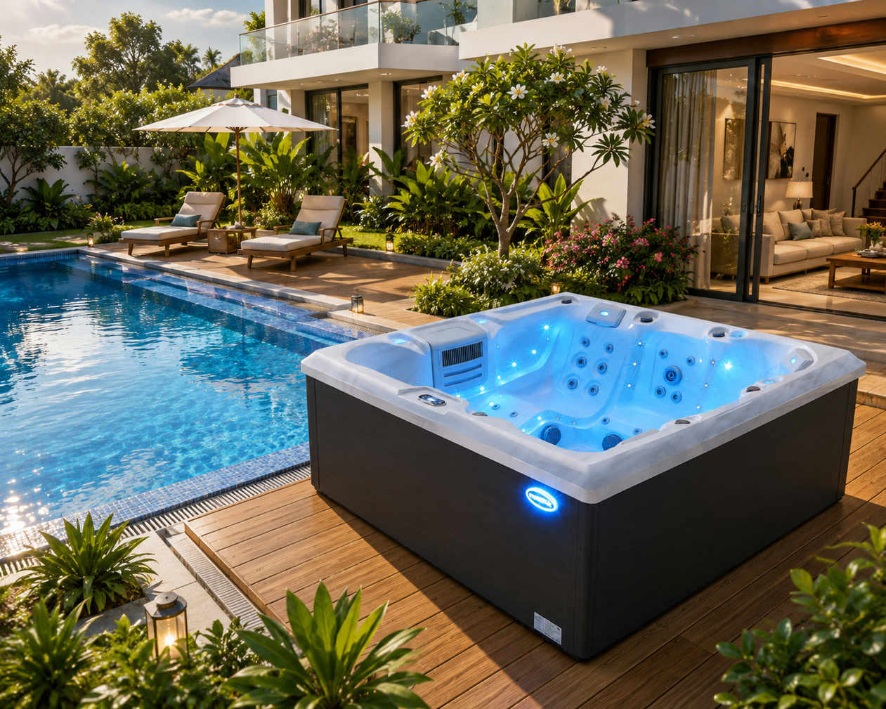 Lắp đặt Bồn sục jacuzzi nóng lạnh tại villa