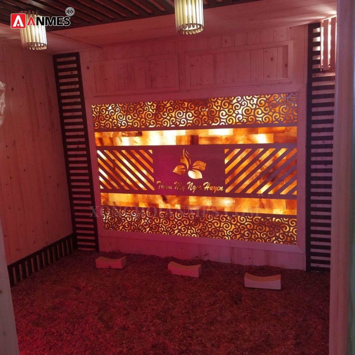 Diện tích phòng xông hơi ảnh hưởng đến chi phí hoàn thiện phòng xông đá muối trải sàn