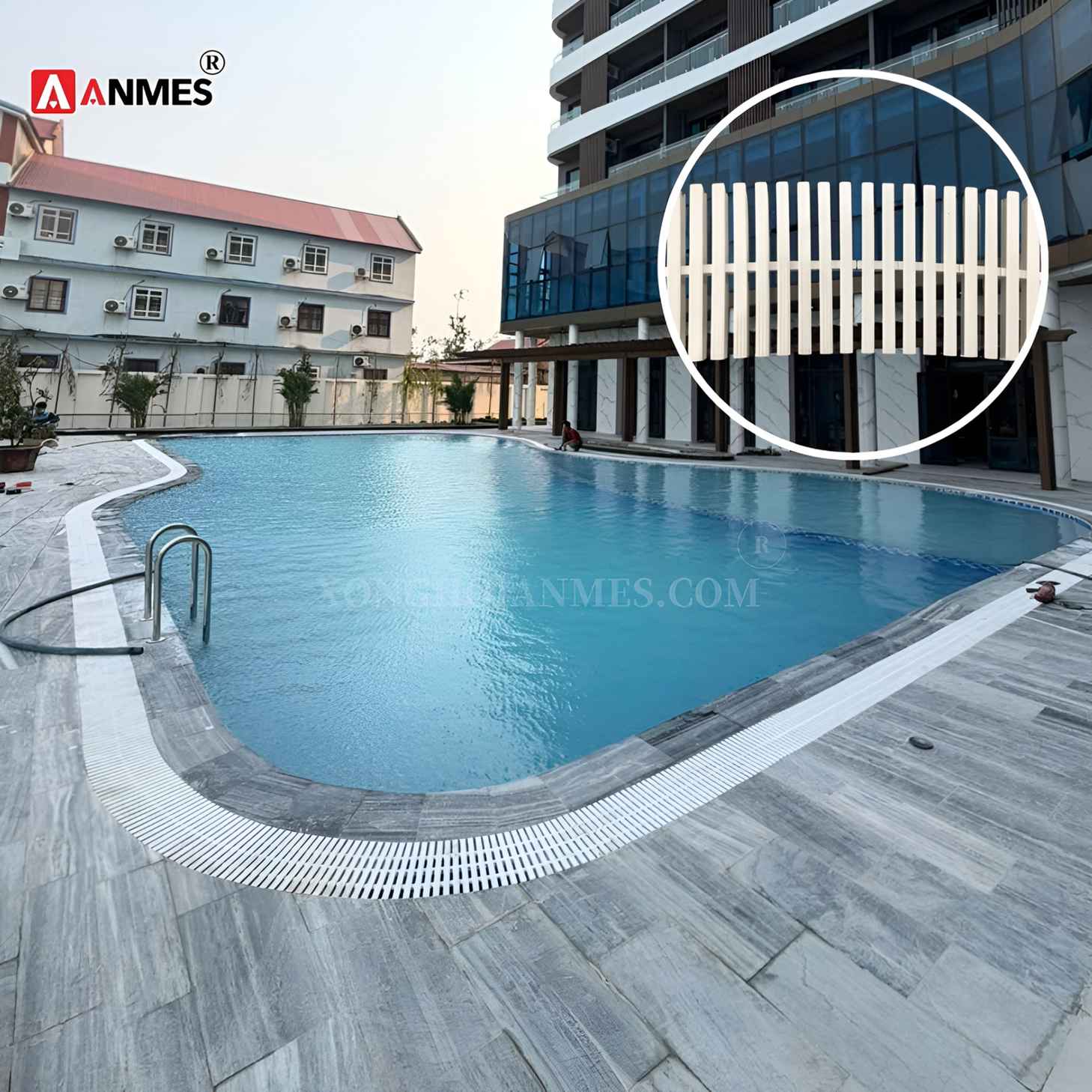 Ứng dụng của thanh thoát tràn bể bơi AQ