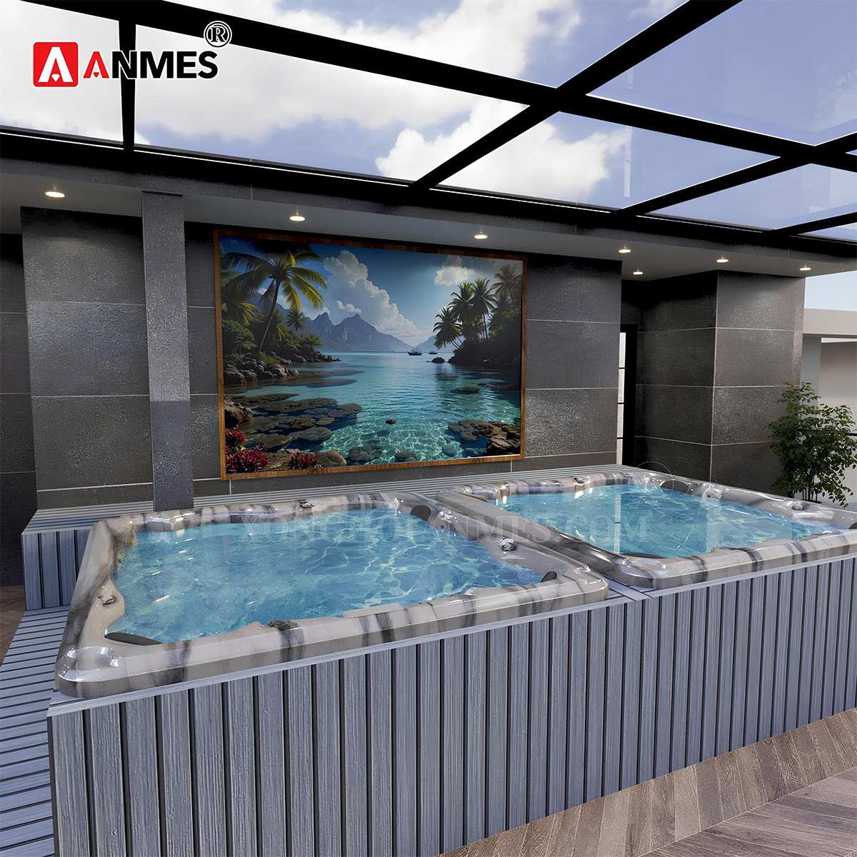 Lắp đặt bể sục jacuzzi nhập khẩu tại sân thể thao (sân golf, sân pickeball, sân tennis