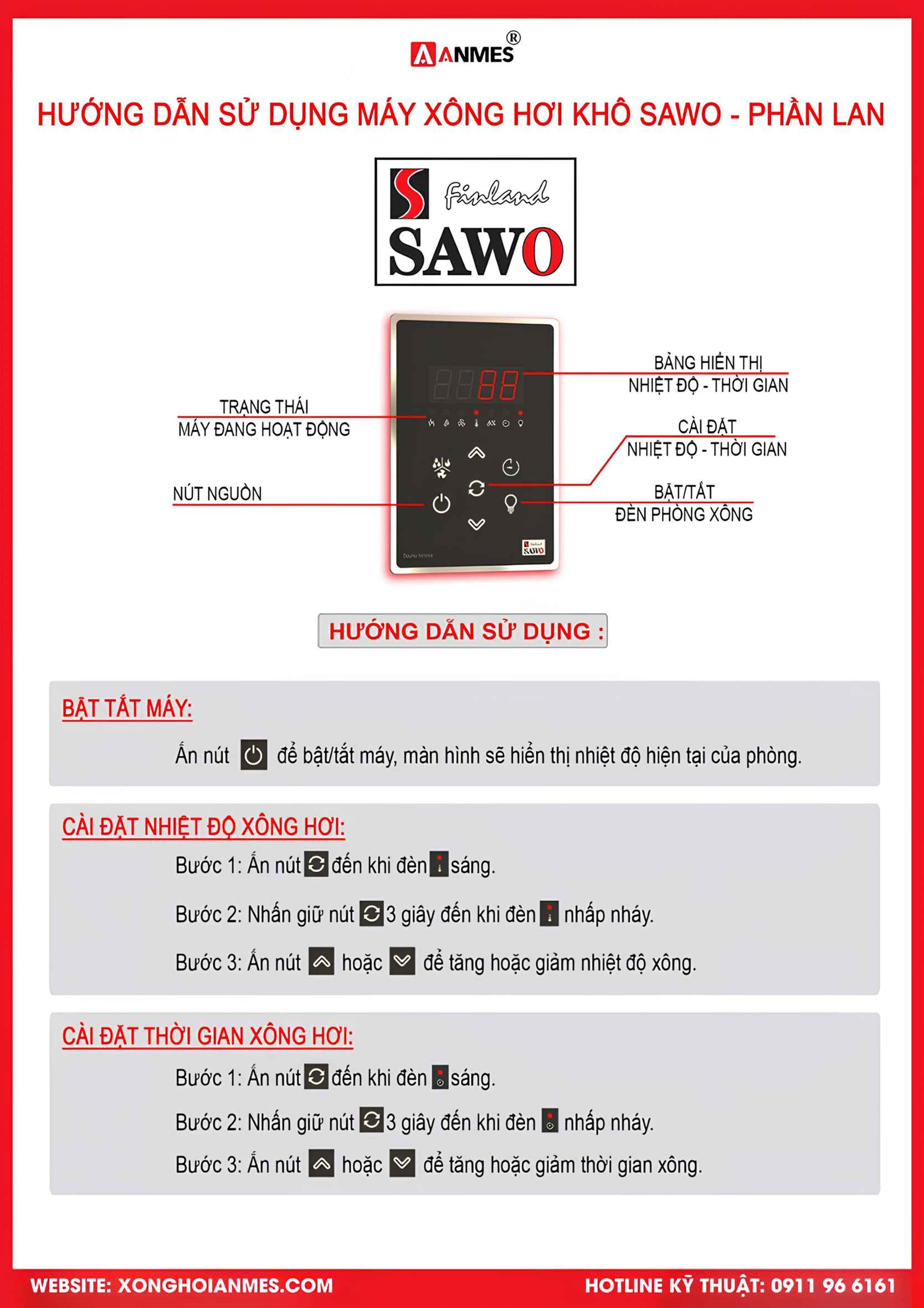 Cách sử dụng bảng điều khiển Sauna Saunova
