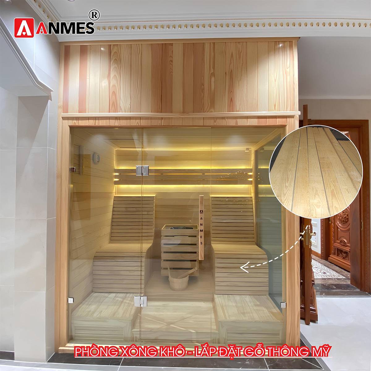 Gỗ thông Mỹ nhập khẩu lắp đặt phòng xông hơi
