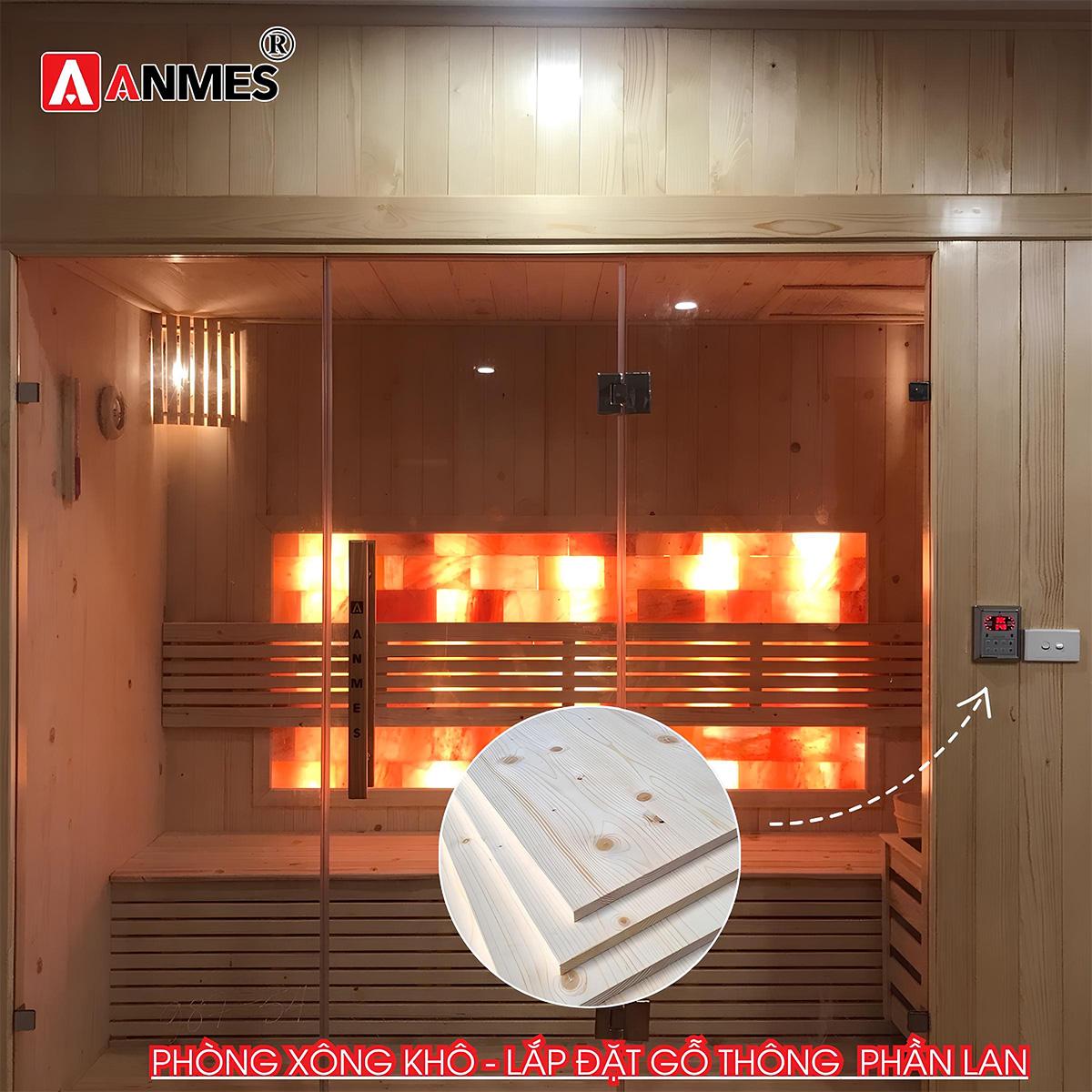 Gỗ thông Phần Lan lắp đặt phòng xông khô