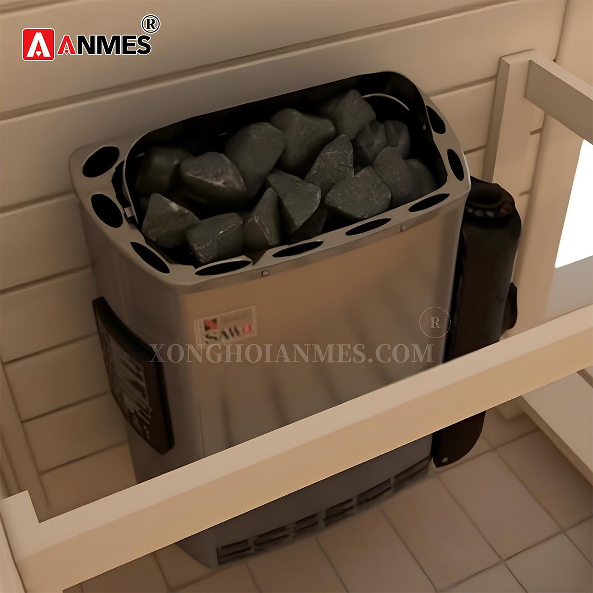 Khoang chứa đá sauna rộng rãi, chắc chắn
