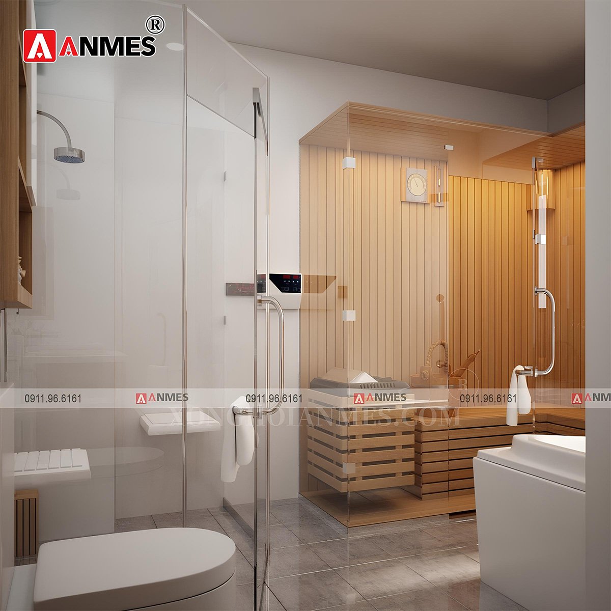 Kính cường lực 10mm lắp phòng xông ướt

