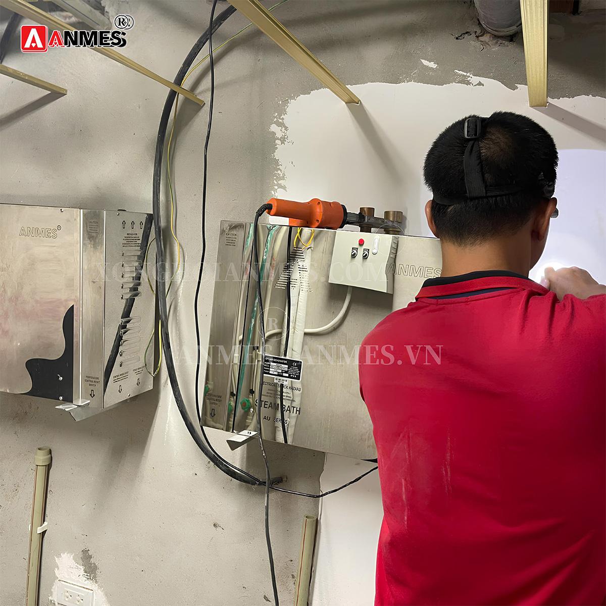 Chạy thử máy xông hơi ướt tại công trình