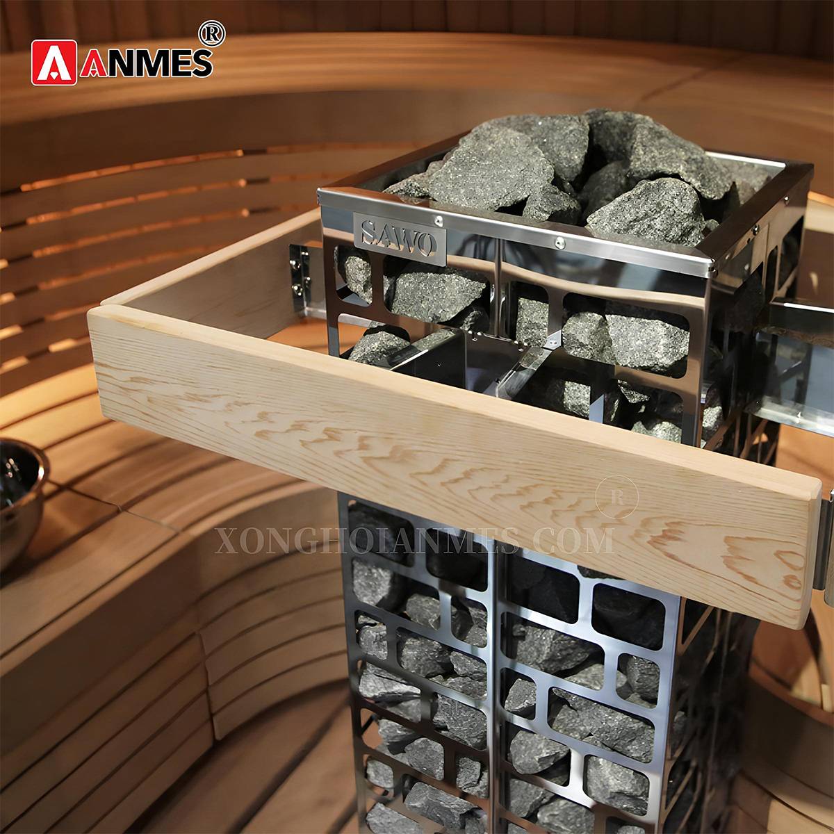 Khoang chứa đá sauna bền bỉ, giữ nhiệt tốt
