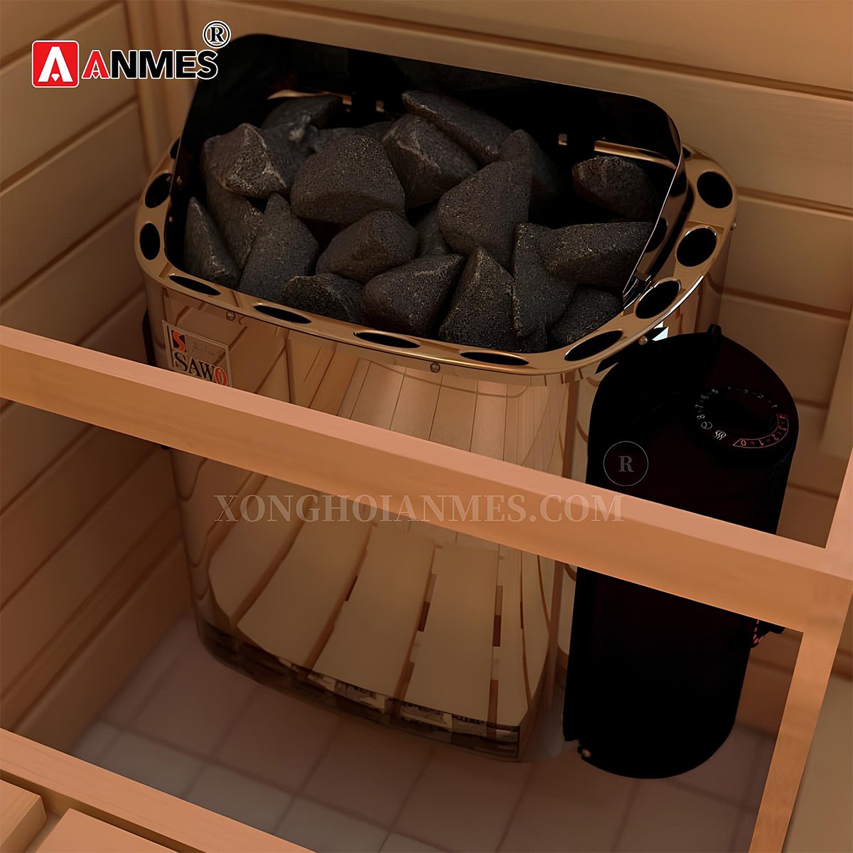 Vỏ máy xông khô Sawo Scandia Mini bền đẹp, bóng loáng
