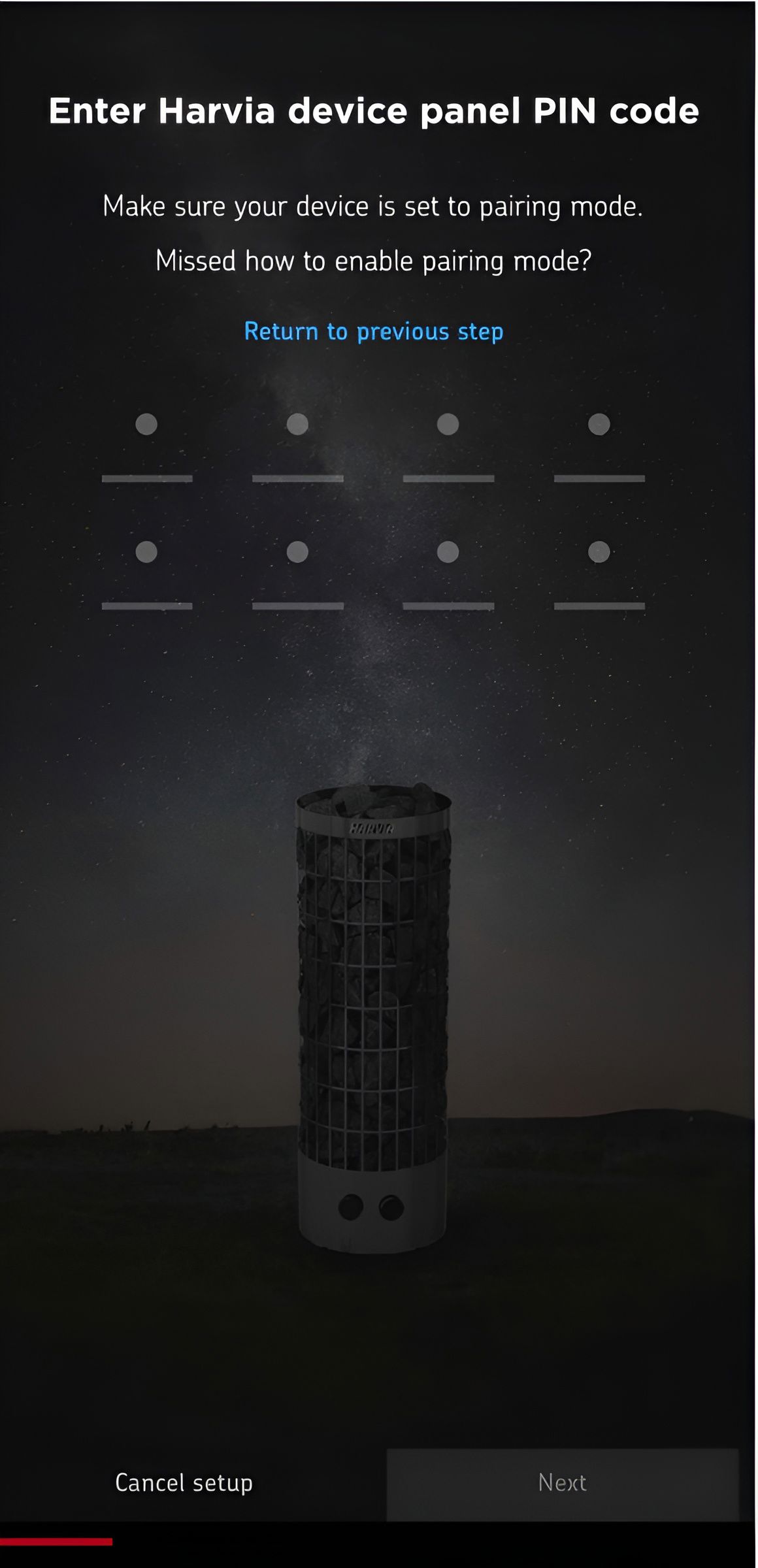 Nhập mã pin code 8 số hiển thị trên bảng điều khiển