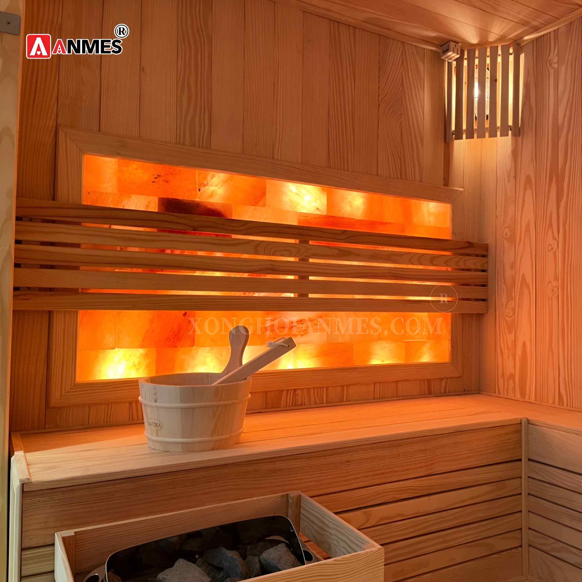 Thiết kế vách đá muối trong phòng xông hơi