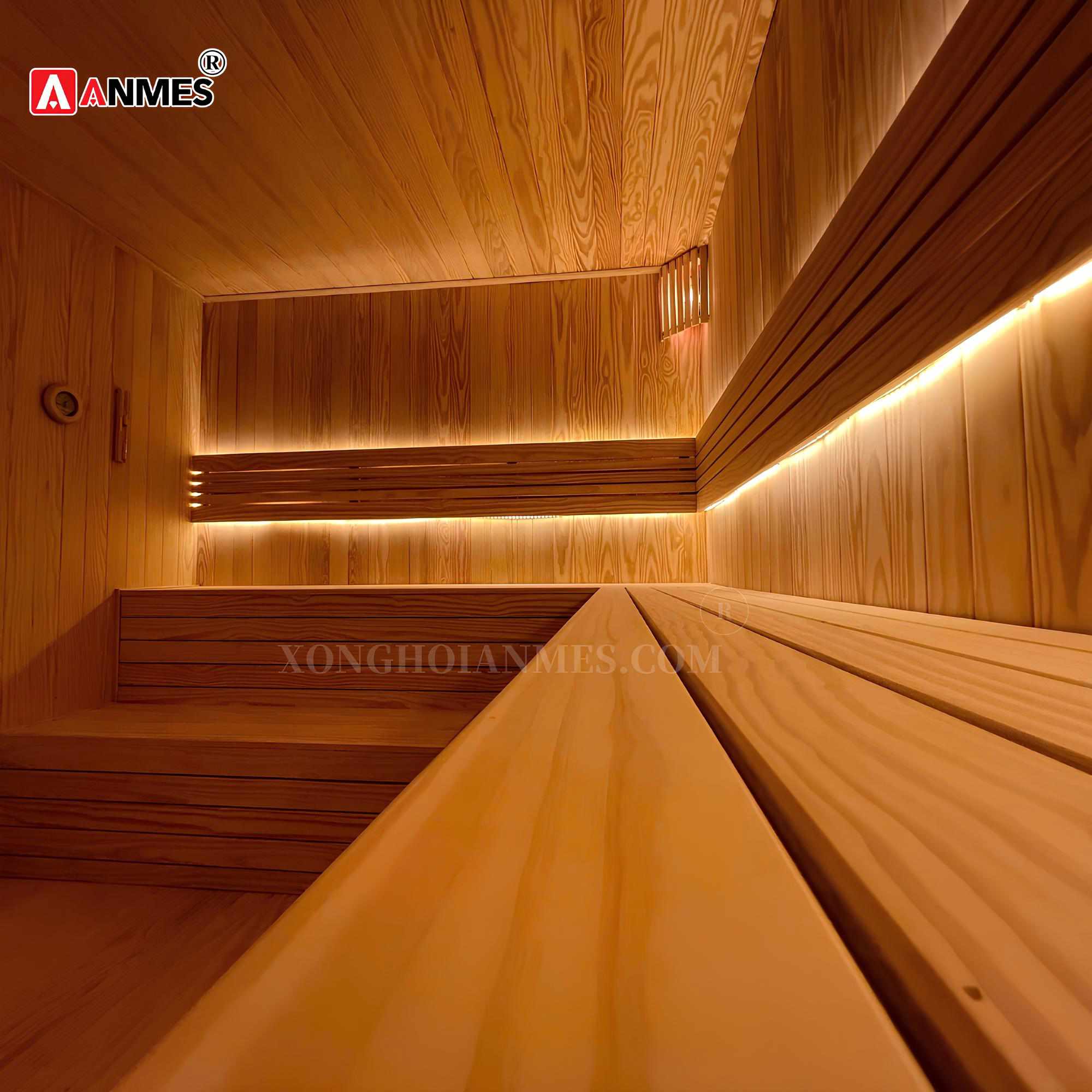 Phòng xông hơi khô lắp đặt gỗ thông v